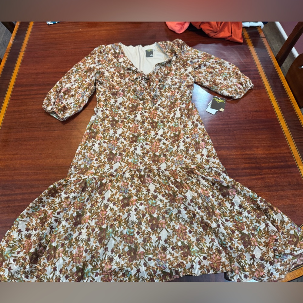 Taylor Multicolor Floral Long Sleeve Dress